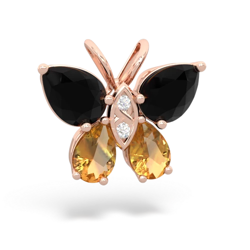 onyx-citrine butterfly pendant