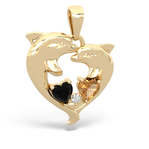 onyx-citrine dolphins pendant