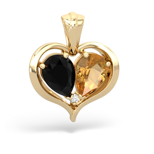 onyx-citrine half heart whole pendant