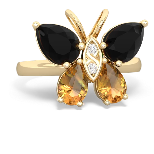 onyx-citrine butterfly ring