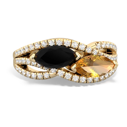 onyx-citrine double heart ring