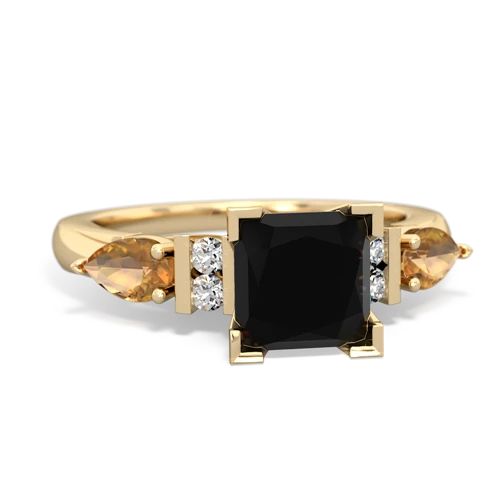 Black Onyx Genuine Black Onyx with Genuine Citrine and Genuine Aquamarine Engagement ring Ring