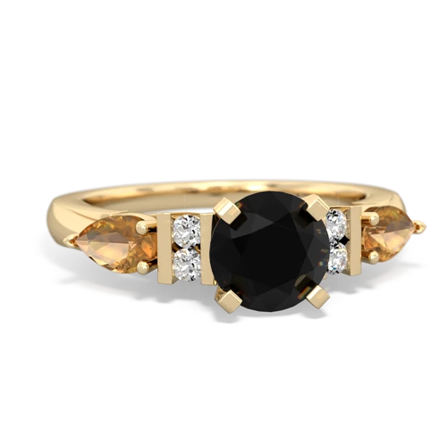 Black Onyx Genuine Black Onyx with Genuine Citrine and Lab Created Ruby Engagement ring Ring