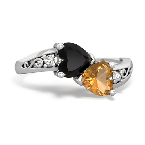 onyx-citrine filligree ring