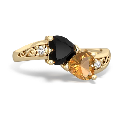 onyx-citrine filligree ring