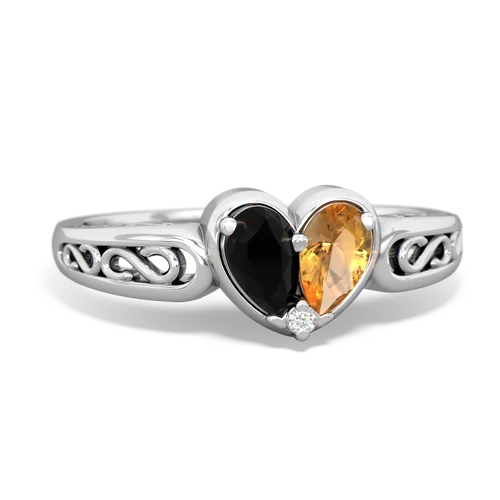 onyx-citrine filligree ring