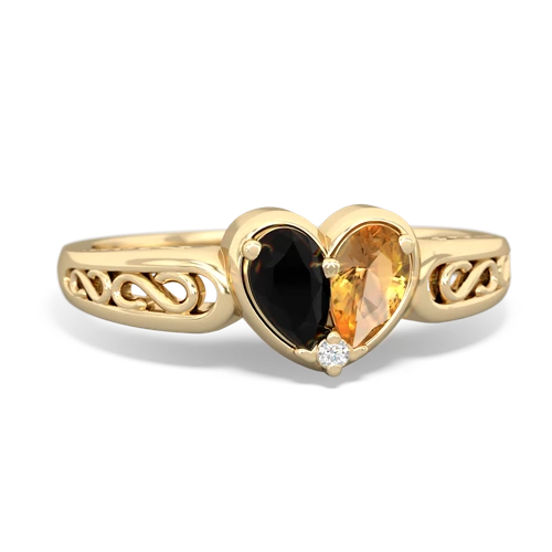 onyx-citrine filligree ring