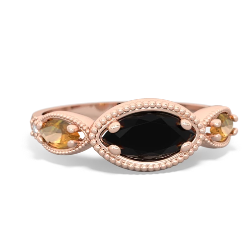 onyx-citrine milgrain marquise ring