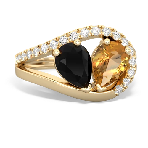 onyx-citrine pave heart ring