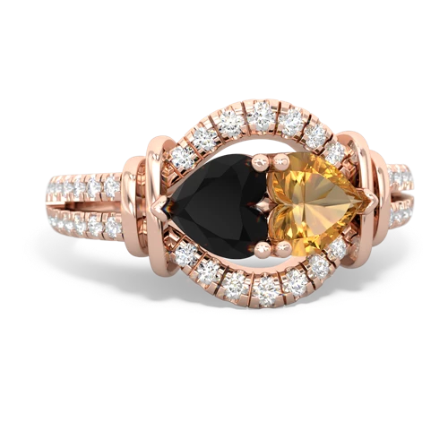 onyx-citrine pave keepsake ring