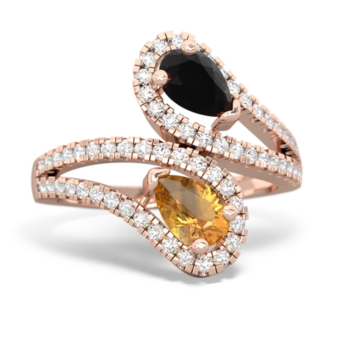 onyx-citrine pave swirls ring