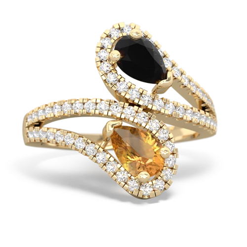 onyx-citrine pave swirls ring