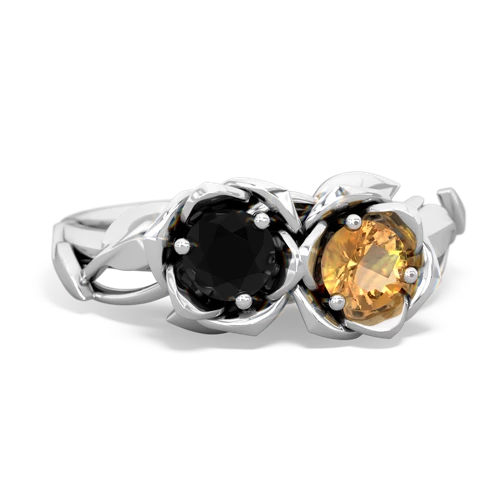 onyx-citrine roses ring