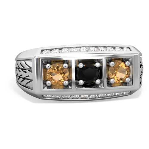 onyx-citrine three stone ring