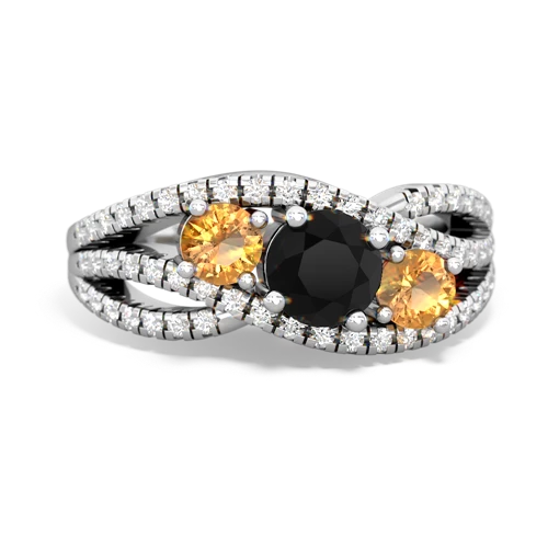 onyx-citrine three stone pave ring