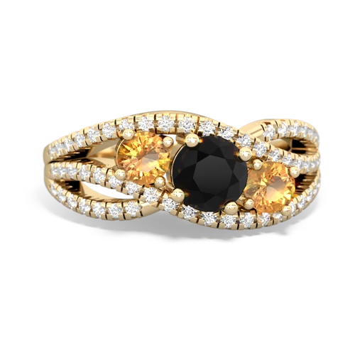 onyx-citrine three stone pave ring