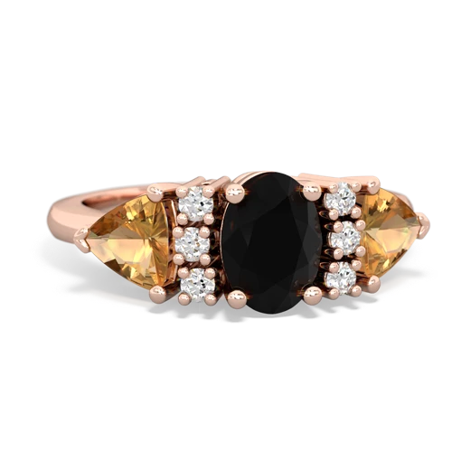 Black Onyx Genuine Black Onyx with Genuine Citrine and Lab Created Ruby Antique Style Three Stone ring Ring
