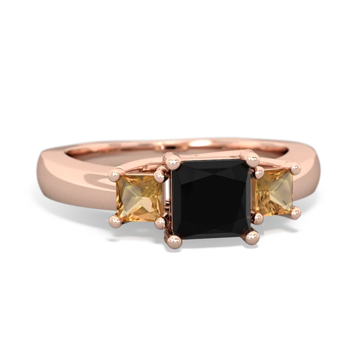 Black Onyx Genuine Black Onyx with Genuine Citrine and Genuine Aquamarine Three Stone Trellis ring Ring