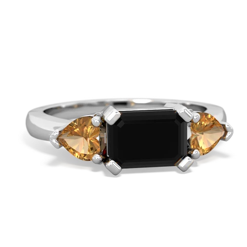 Black Onyx Genuine Black Onyx with Genuine Citrine and Genuine Aquamarine Three Stone ring Ring