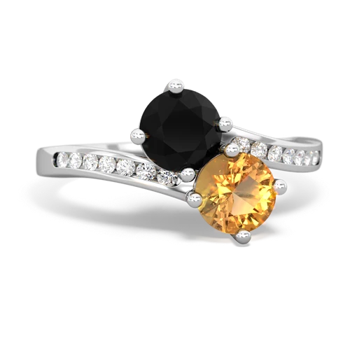 onyx-citrine two stone channel ring