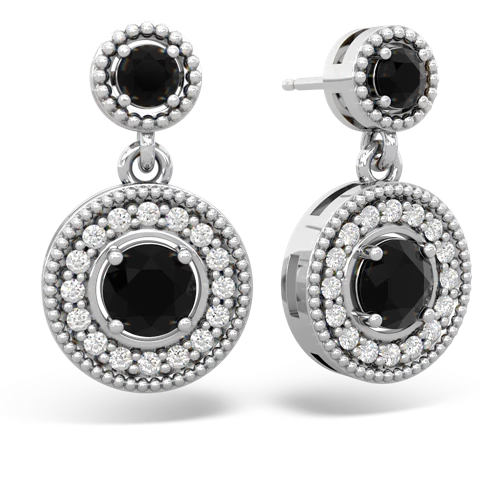 onyx halo earrings