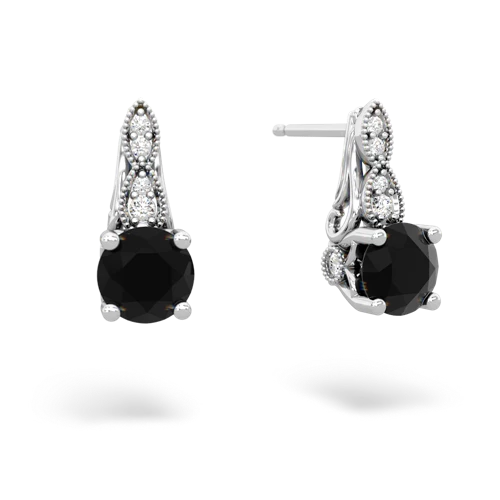 onyx halo drop earrings