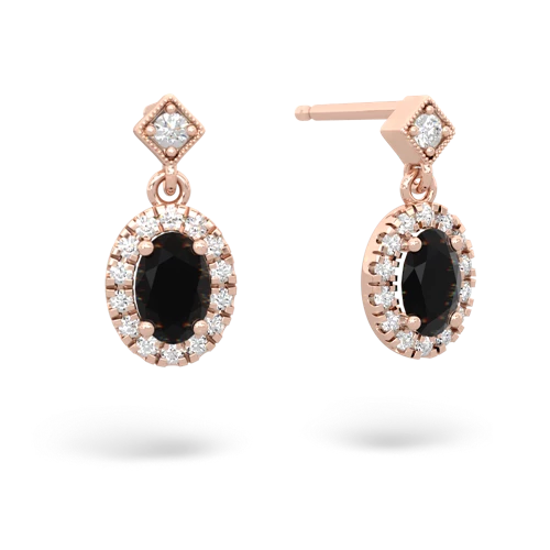 onyx halo drop earrings