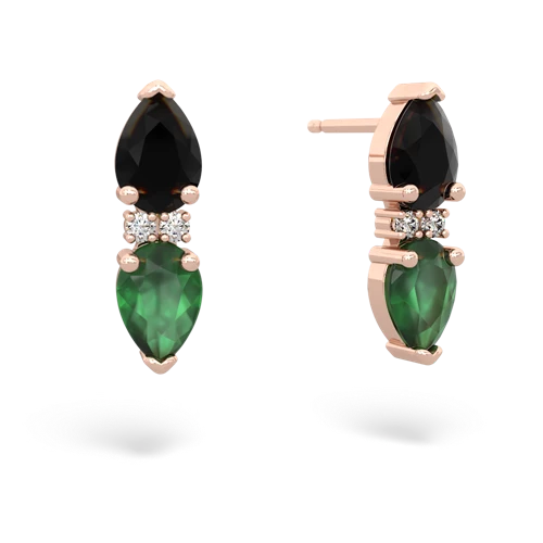 onyx-emerald bowtie earrings