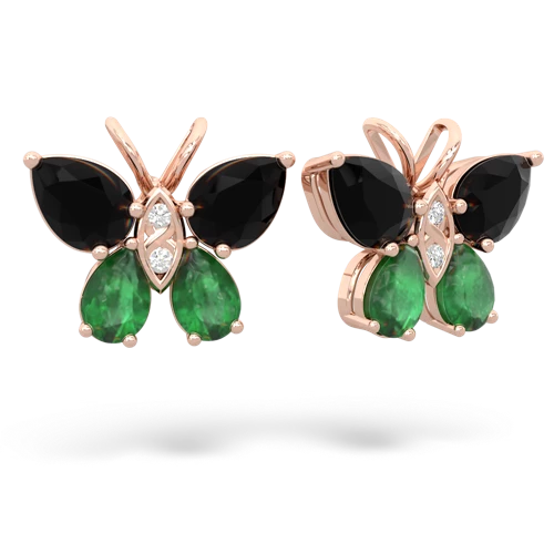 onyx-emerald butterfly earrings