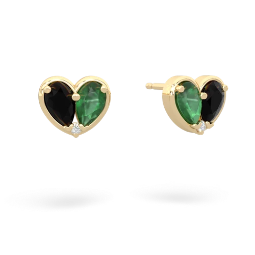 onyx-emerald one heart earrings