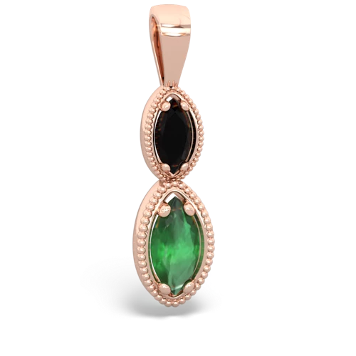 onyx-emerald antique milgrain pendant