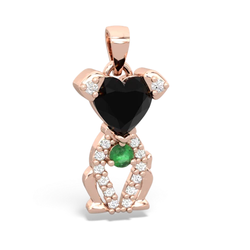 Black Onyx Genuine Black Onyx with Genuine Emerald Puppy Love pendant Pendant