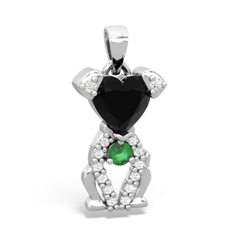 onyx-emerald birthstone puppy pendant
