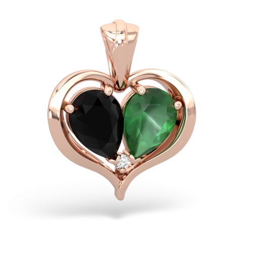 onyx-emerald half heart whole pendant