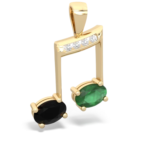 onyx-emerald music notes pendant
