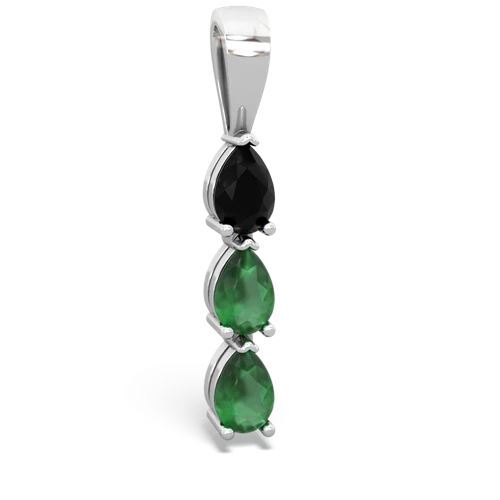 Genuine Black Onyx with Genuine Emerald and Genuine Amethyst Three Stone pendant