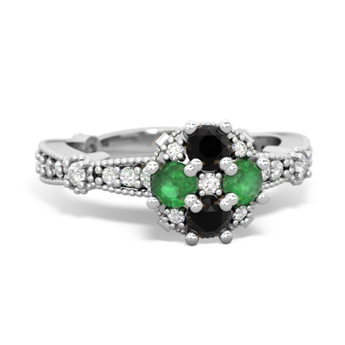 onyx-emerald art deco engagement ring