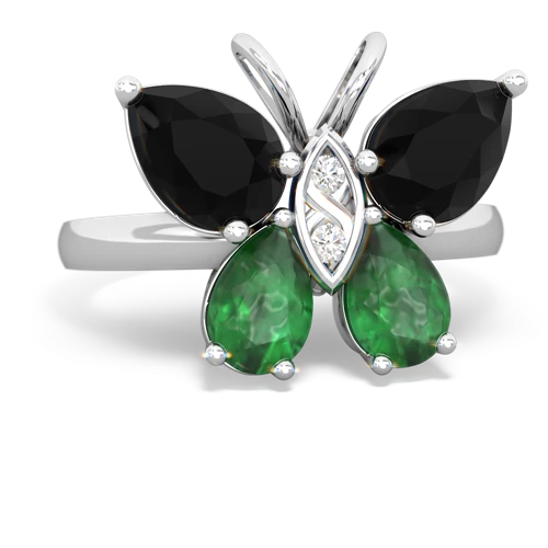 onyx-emerald butterfly ring