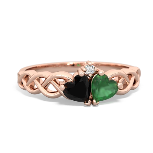 onyx-emerald celtic braid ring