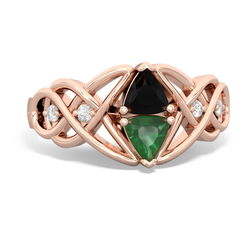 Black Onyx Genuine Black Onyx with Genuine Emerald Keepsake Celtic Knot ring Ring
