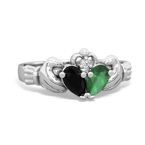 onyx-emerald claddagh ring