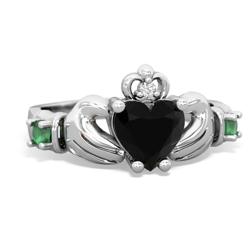 Black Onyx Genuine Black Onyx with Genuine Emerald and  Claddagh ring Ring
