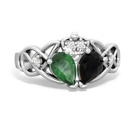 onyx-emerald claddagh ring