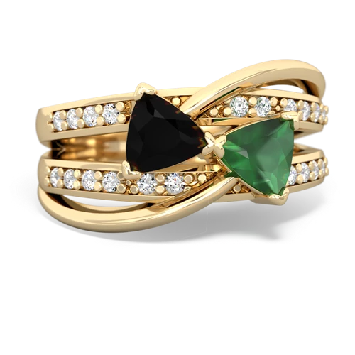 Black Onyx Genuine Black Onyx with Genuine Emerald Bowtie ring Ring