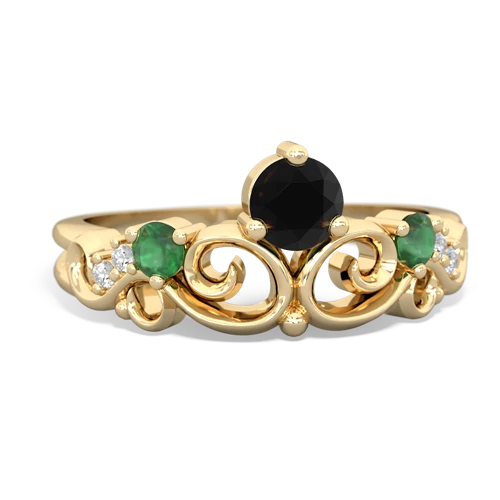 Black Onyx Genuine Black Onyx with Genuine Emerald and  Crown Keepsake ring Ring
