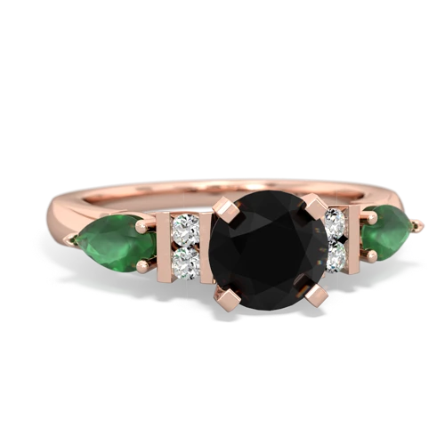 Black Onyx Genuine Black Onyx with Genuine Emerald and  Engagement ring Ring
