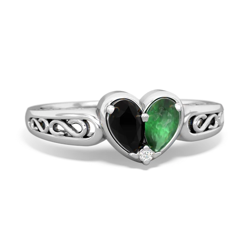 onyx-emerald filligree ring