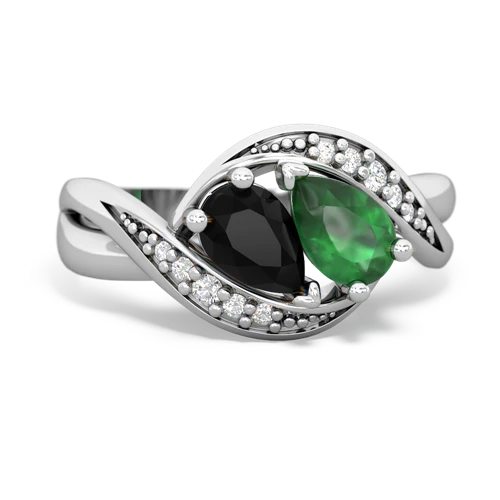 Black Onyx Genuine Black Onyx with Genuine Emerald Summer Winds ring Ring