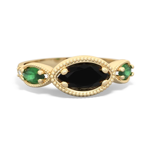 onyx-emerald milgrain marquise ring