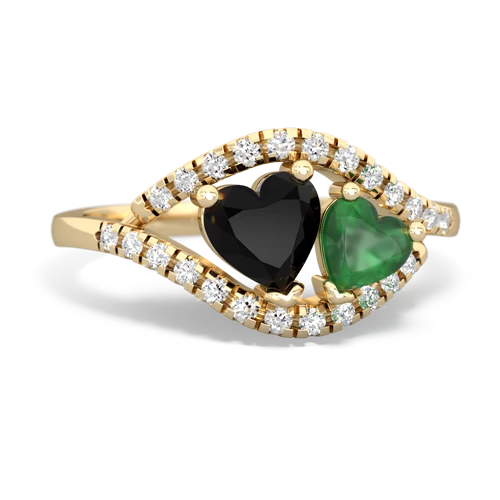 Black Onyx Genuine Black Onyx with Genuine Emerald Mother and Child ring Ring